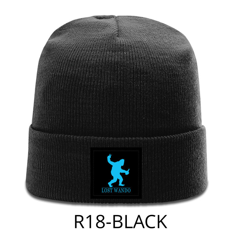Peace, Beer, and Big Foot Woven Patch Beanie- Richardson Black R18 Acrylic Yarn Beanie Lost Wando Outfitters