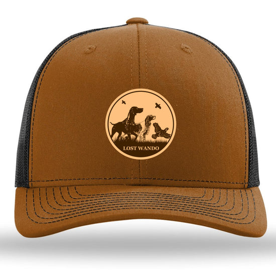 Bird Dogs Leather Patch Caramel-Black Richardson 112P Snapback Trucker Hat Lost Wando Outfitters