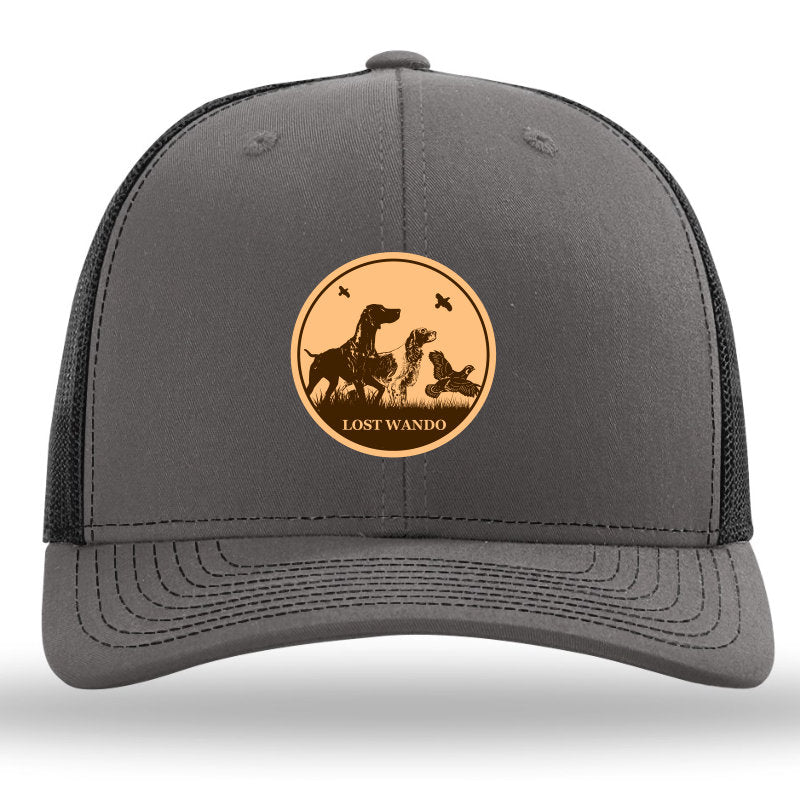 Bird Dogs Leather Patch Richardson 112P Snapback Trucker Hat Charcoal-Black -Lost Wando Outfitters