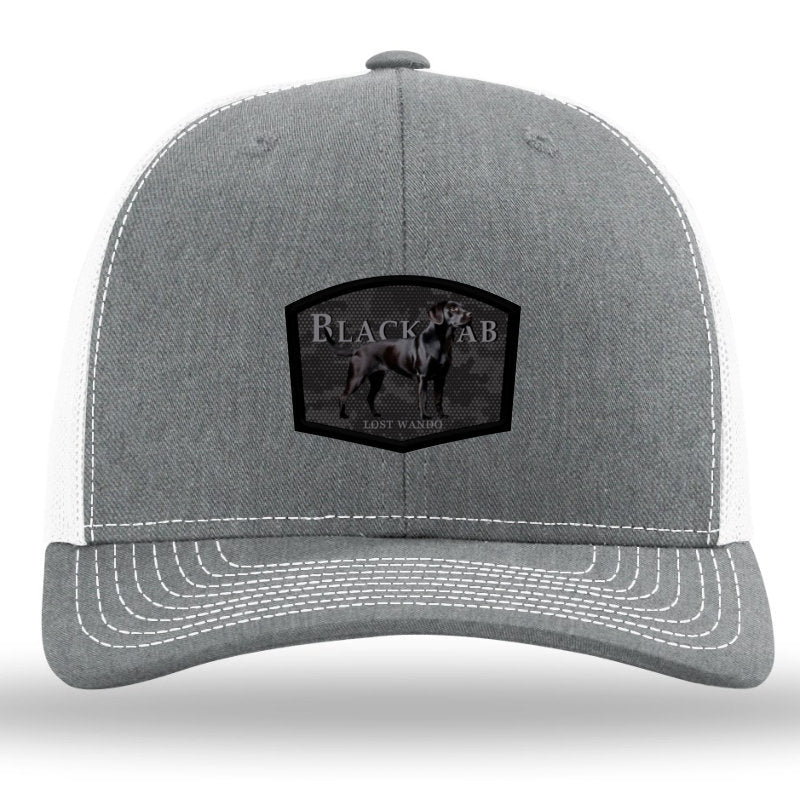 Black Lab Color Patch Heather Grey/White Richardson 112 Snapback Trucker Hat Lost Wando Outfitters