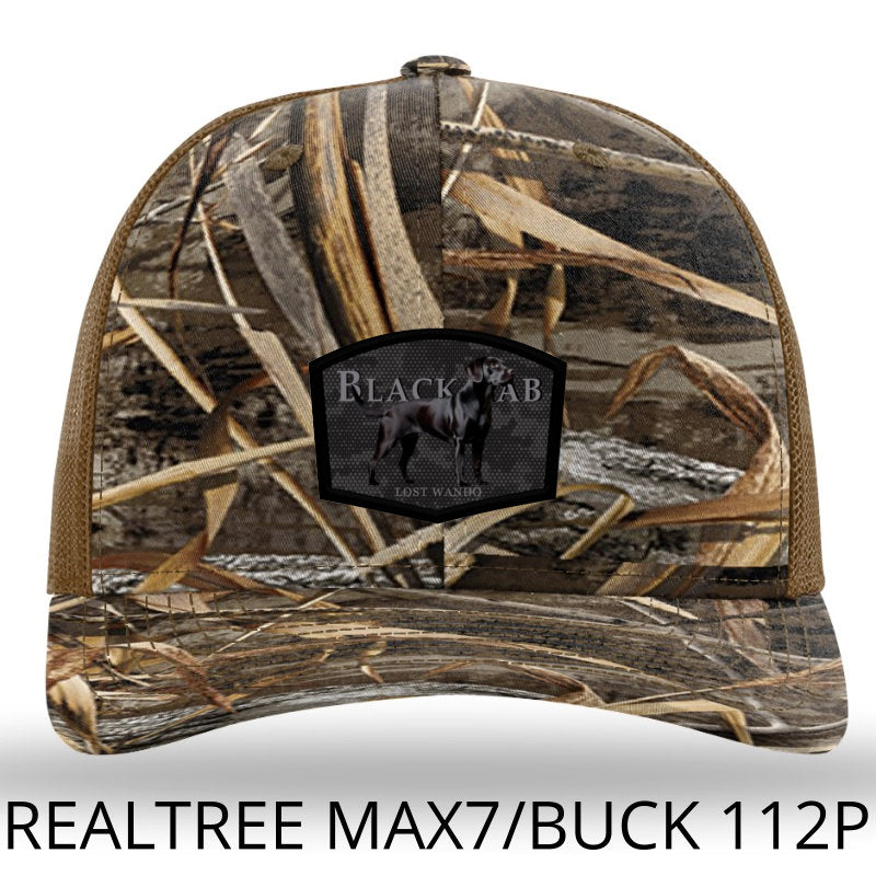 Black Lab Color Patch Realtree Max7 Camo/Buck Richardson 112PFP Snapback Trucker Hat Lost Wando Outfitters