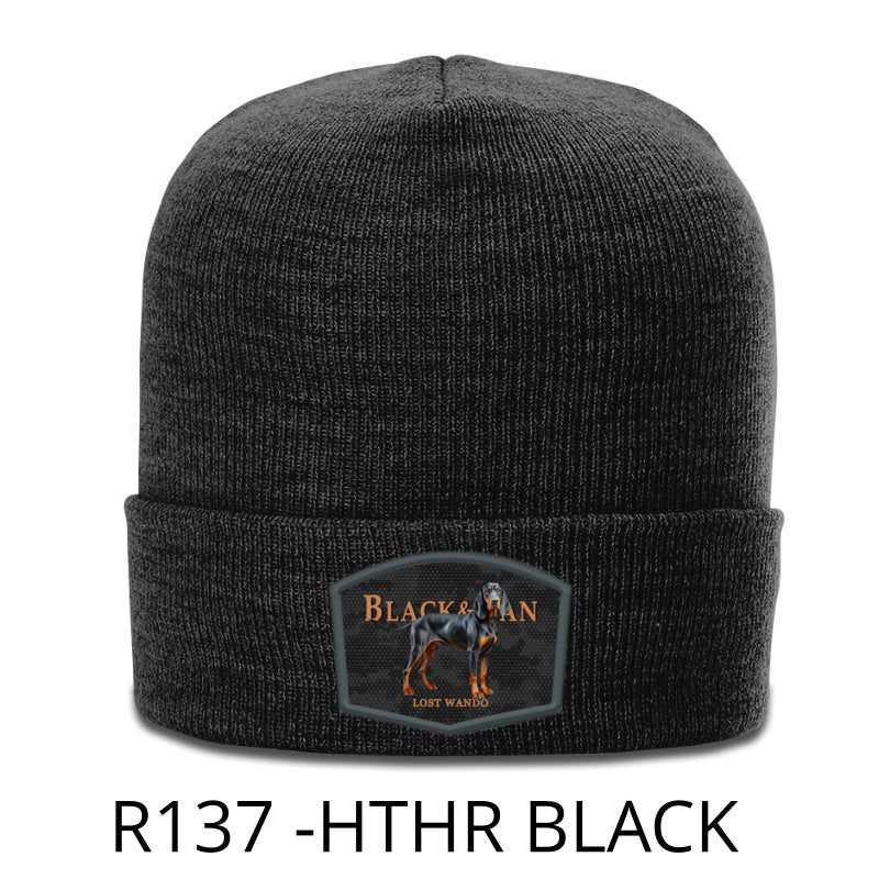 Black and Tan Hound Color Patch Beanie Black Richardson R137 Acrylic Yarn Beanie Lost Wando Outfitters