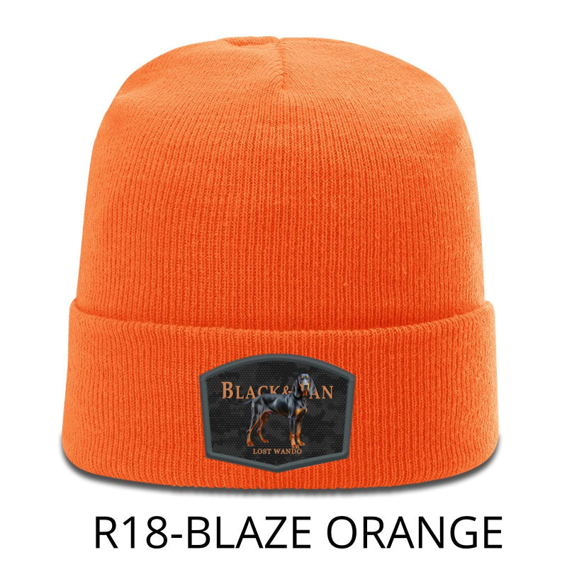 Black and Tan Hound Color Patch Beanie Blaze Orange Richardson R18 Acrylic Yarn Beanie Lost Wando Outfitters