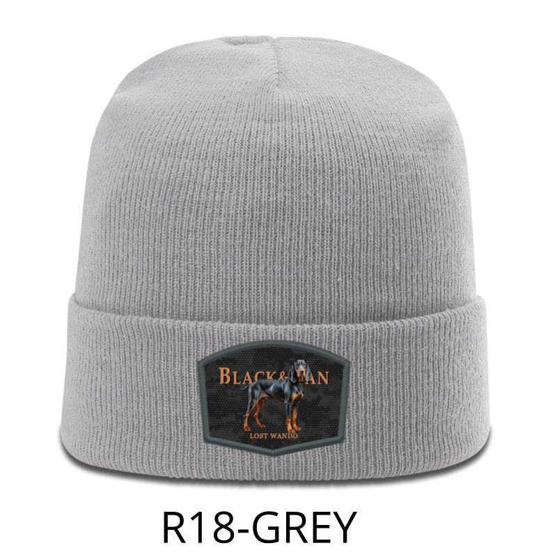 Black and Tan Hound Color Patch Beanie Grey Richardson R18 Acrylic Yarn Beanie Lost Wando Outfitters