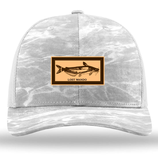Load image into Gallery viewer, Blue Catfish - Leather Patch Hat - Mossy Oak Elements Bonefish Camo Richardson Sports 112P Trucker Snapback Lost Wando Outfitters
