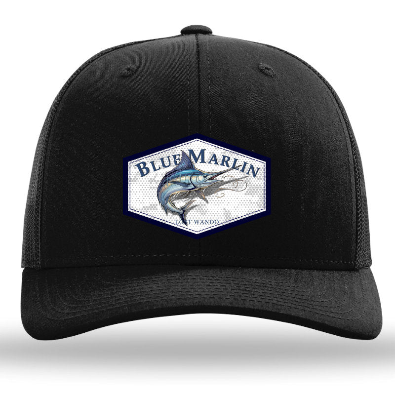 Blue Marlin Color Patch -Black/Black Richardson 112 Snapback Trucker Hat Lost Wando Outfitters