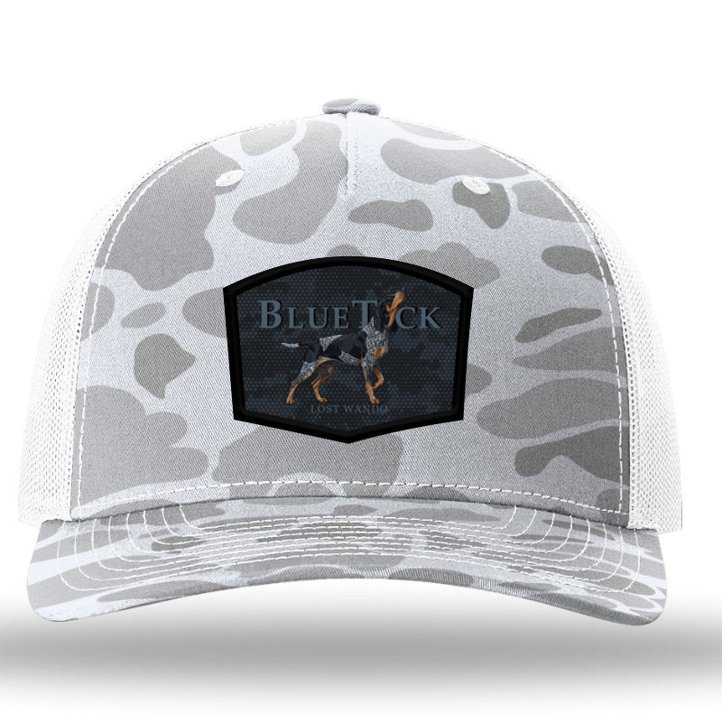 Bluetick Coonhound Color Patch Blizzard Duck Camo/Light Grey Richardson 112PFP Duck Camo Snapback Trucker Hat Lost Wando Outfitters - Lost Wando Outfitters
