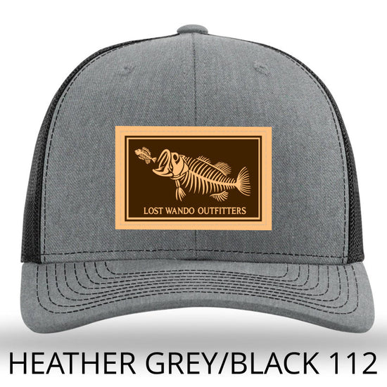 Bone Fish Leather Patch Heather Grey-Black Richardson 112 Snapback Trucker Hat Lost Wando Outfitters