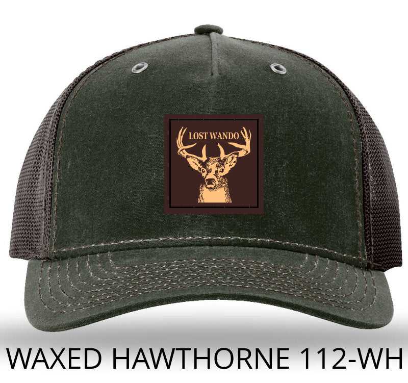 Buck Leather Patch -Olive-Coffee- Richardson 112WH Waxed Hawthorne Snapback Trucker Hat Lost Wando Outfitters