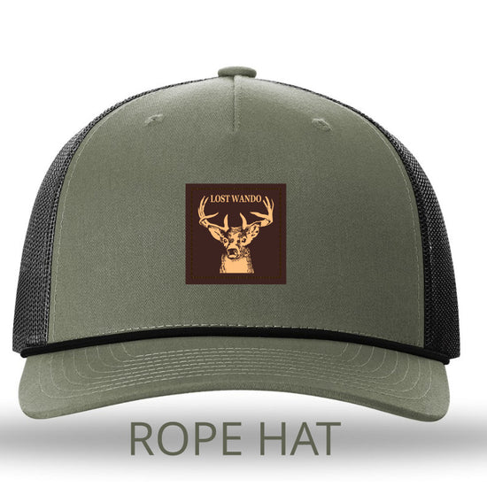 Buck Leather Patch -Loden-Black Rope Richardson 112FPR Trucker Snap-Back Hat Lost Wando Outfitters