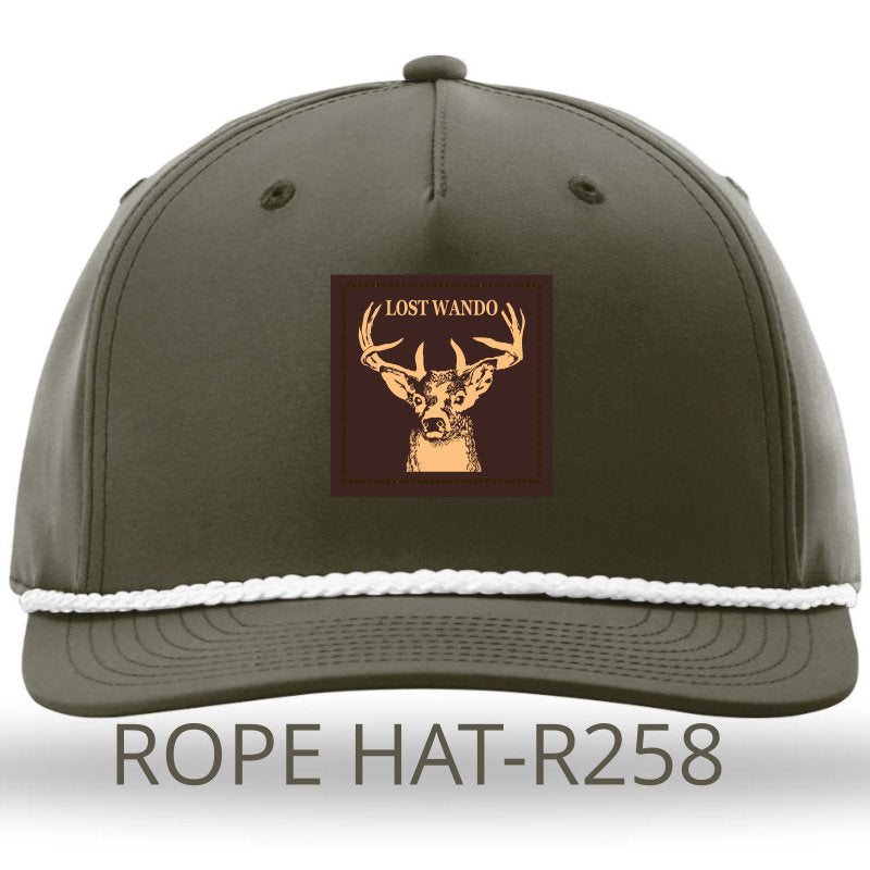 Buck Leather Patch -Dark Olive Rope Richardson 258R Trucker Snap-Back Hat Lost Wando Outfitters