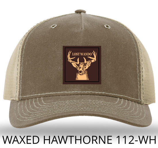 Buck Leather Patch -Buck-Khaki- Richardson 112WH Waxed Hawthorne Snapback Trucker Hat Lost Wando Outfitters