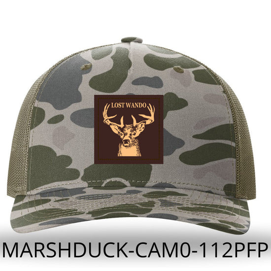 Buck Marsh Duck-Loden Camo Leather Patch Hat Lost Wando Outfitters Richardson 112PFP