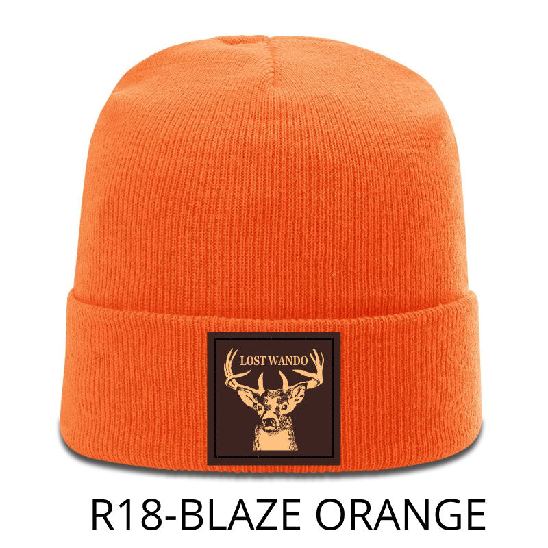Buck Leather Patch -BEANIE - Orange Blaze Richardson R18 Acrylic Yarn Beanie Lost Wando Outfitters - Lost Wando Outfitters