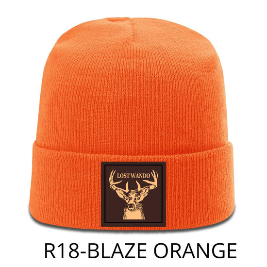 Buck Leather Patch -BEANIE - Orange Blaze Richardson R18 Acrylic Yarn Beanie Lost Wando Outfitters
