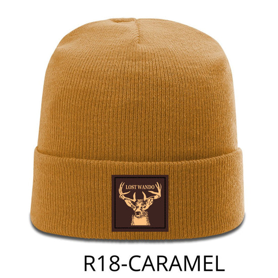 Buck Leather Patch -BEANIE - Caramel Richardson R18 Acrylic Yarn Beanie Lost Wando Outfitters