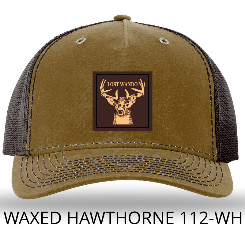 Buck Leather Patch -Whiskey-Brown- Richardson 112WH Waxed Hawthorne Snapback Trucker Hat Lost Wando Outfitters - Lost Wando Outfitters