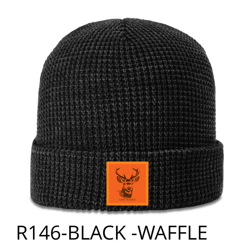 Buck -Orange Woven Patch Beanie-Black Richardson R146 Waffle Beanie Lost Wando Outfitters