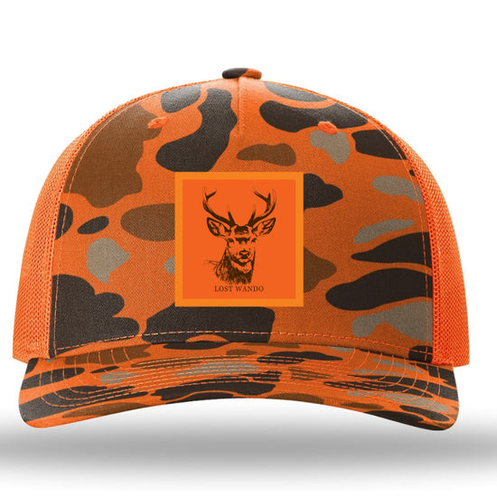 Buck -Orange Woven Patch- Blaze Duck-Orange Richardson 112PFP Snapback Trucker Hat Lost Wando Outfitters