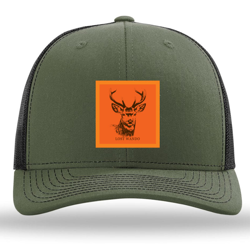 Buck -Orange Woven Patch- Loden-Black Richardson 112 Snapback Trucker Hat Lost Wando Outfitters