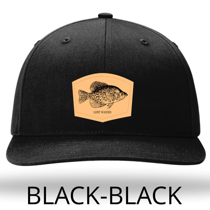 Crappie Leather Patch Black-Black Richardson 312 Solid Twill Trucker Hat Lost Wando Outfitters