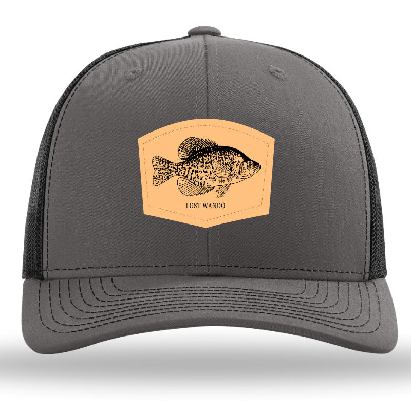 Crappie Leather Patch Hat Charcoal-Black Lost Wando Outfitters - Richardson 112 - Lost Wando Outfitters