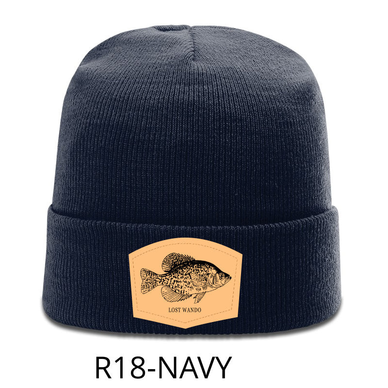 Crappie Leather Patch Beanie-Navy Richardson R18 Heather Grey Acrylic Yarn Beanie Lost Wando Outfitters