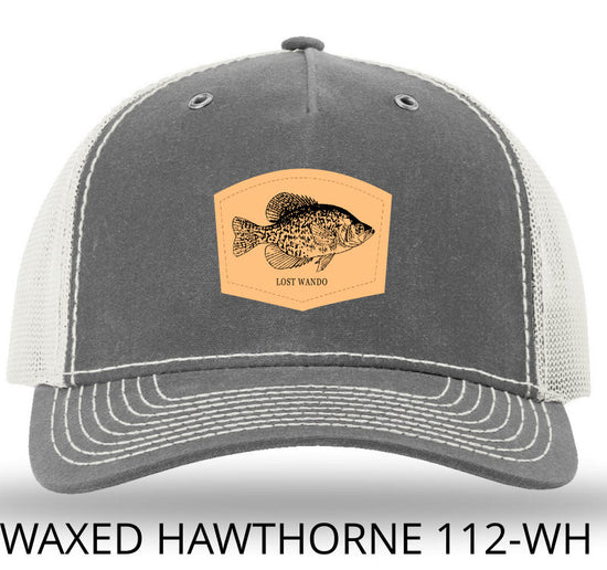 Crappie Leather Patch Rhino/Light Grey Richardson 112WH Waxed Hawthorne Rugged Snapback Trucker Hat Lost Wando Outfitters