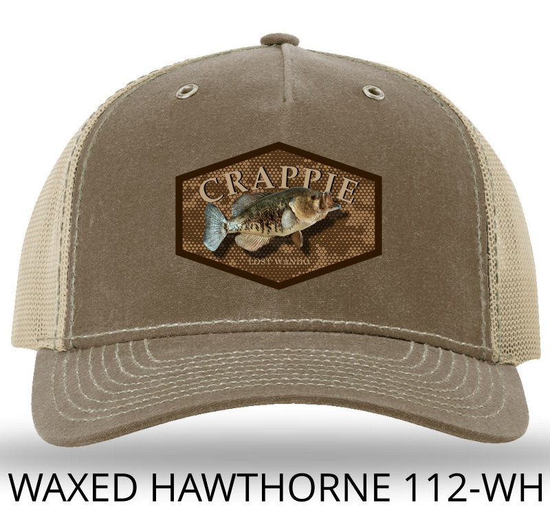 Crappie Color Patch -Buck-Khaki Rugged Waxed Hawthorne Richardson Sports 112WH Snapback Trucker Hat Lost Wando Outfitters