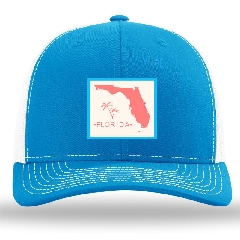 Florida Outline Pastel Color Patch Cyan-White Richardson Sports 112 Trucker Snapback Lost Wando Outfitters