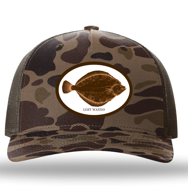 Flounder Color Patch Bark Duck-Brown Camo Richardson Sports 112PFP Trucker Snapback Lost Wando Outfitters