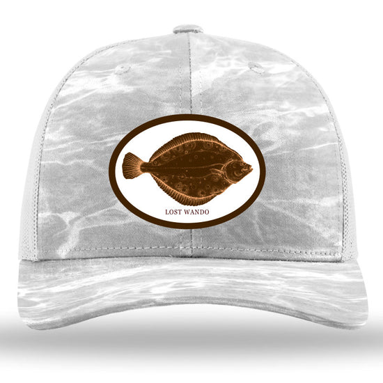 Flounder Color Patch Mossy Oak Elements Bonefish-Light Grey Camo Richardson Sports 112PFP Trucker Snapback Lost Wando Outfitters