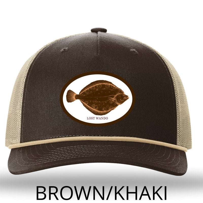 Flounder Color Patch Brown-Khaki Rope Richardson Sports 112FPR Trucker Snapback Lost Wando Outfitters