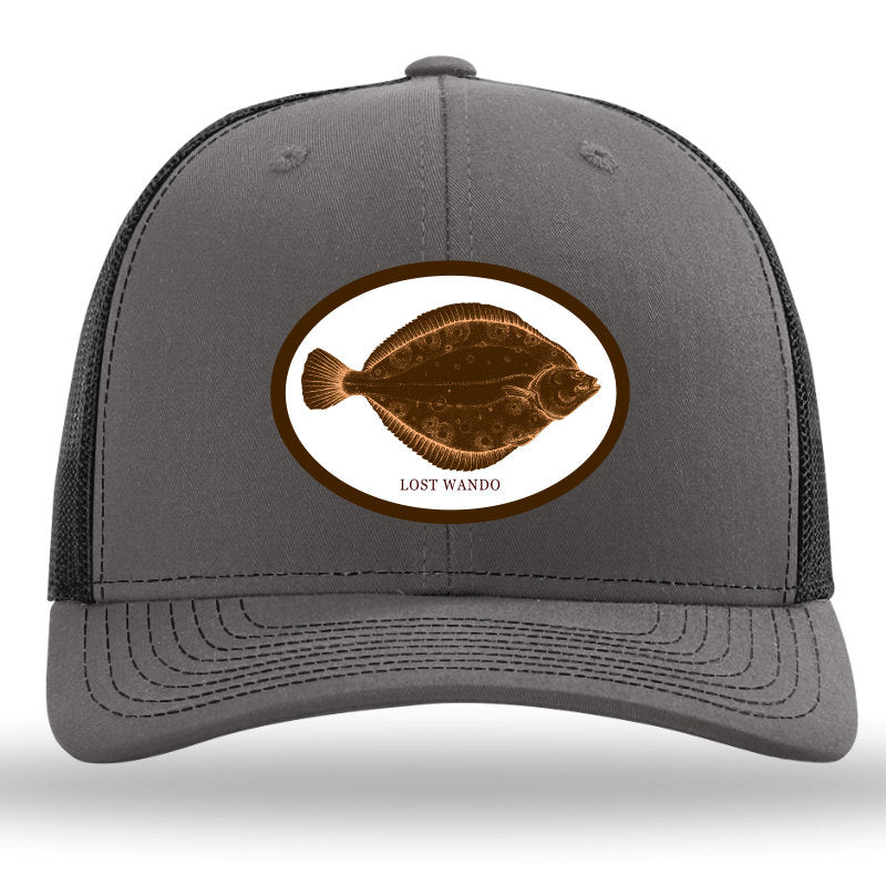 Flounder Color Patch Charcoal-Black Richardson Sports 112 Trucker Snapback Lost Wando Outfitters