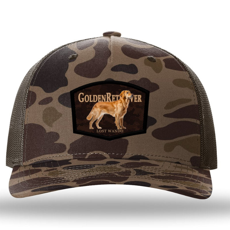 Golden Retriever Color Patch Bark Duck Camo/Brown Richardson 112PFP Duck Camo Snapback Trucker Hat Lost Wando Outfitters - Lost Wando Outfitters