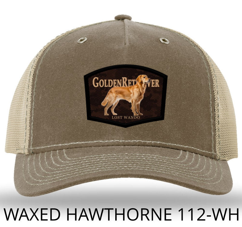 Golden Retriever Color Patch Buck/Khaki Richardson 112WH Rugged Waxed Hawthorne Snapback Trucker Hat Lost Wando Outfitters