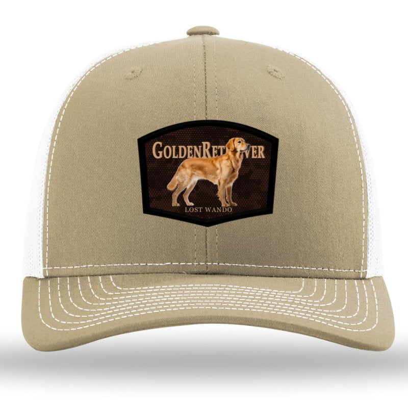 Golden Retriever Color Patch Khaki/White Richardson 112 Snapback Trucker Hat Lost Wando Outfitters