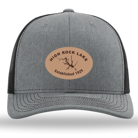 NC High Rock Lake Leather Patch - Heather Grey-Black Richardson 112 Trucker Snapback Hat Lost Wando Outfitters