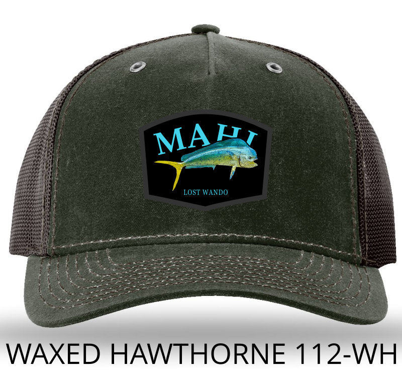 Mahi Color Patch Dark Olive/Coffee Richardson Sports 112WH Waxed Hawthorne Rugged Trucker Snapback Lost Wando Outfitters