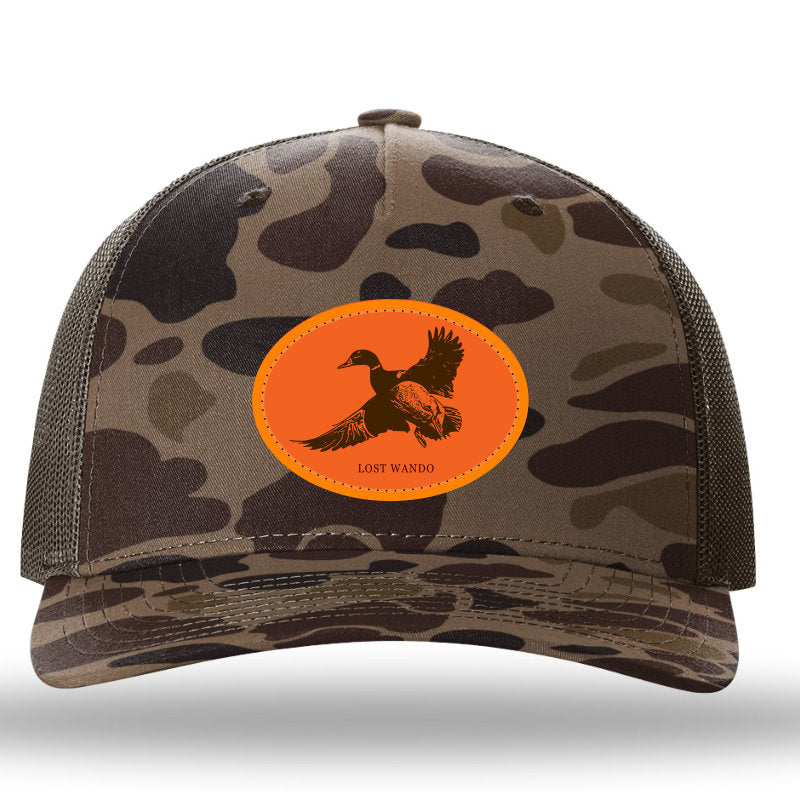 Mallard Hunter Orange Woven Patch -Bark Duck-Brown Camo Richardson 112PFP Hat Lost Wando Outfitters