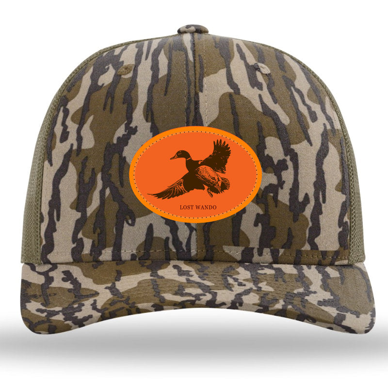 Mallard Hunter Orange Woven Patch -Mossy Oak Bottomland/Loden Richardson 112PFP Hat Lost Wando Outfitters - Lost Wando Outfitters