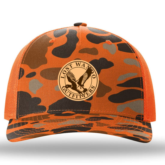 Mallard Leather Patch Blaze Duck-Orange Richardson 112PFP Snapback Trucker Hat Lost Wando Outfitters