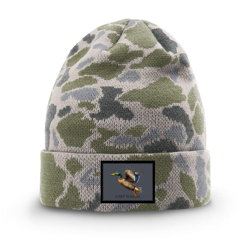 Mallard -Color Sublimated Patch Beanie- Marsh Duck Camo Richardson R126 Duck Camo Beanie Lost Wando Outfitters