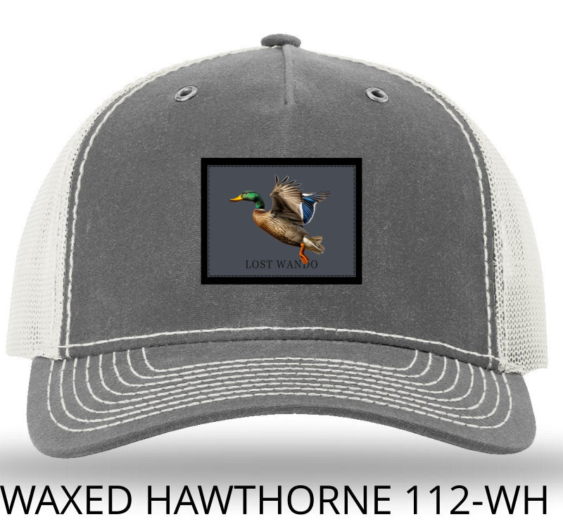 Mallard -Color Sublimated Patch -Rhino/Light Grey Richardson 112WH Waxed Hawthorne Rugged Snap Back Trucker Hat Lost Wando Outfitters