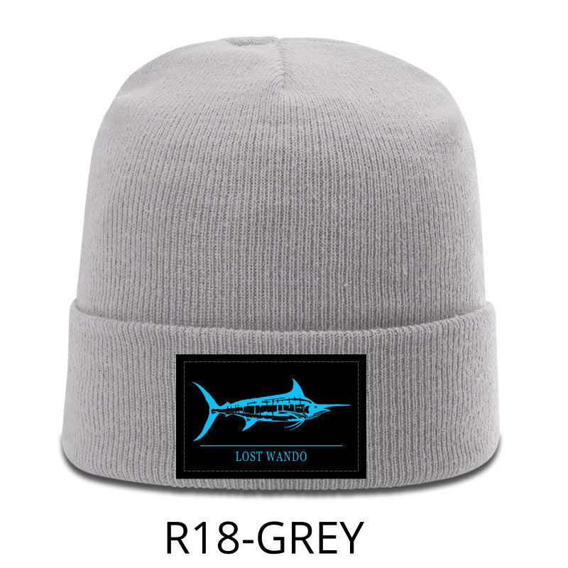 Marlin Woven Patch Beanie- Grey Richardson Sports R18 Acrylic Yarn Beanie Lost Wando Outfitters - Lost Wando Outfitters