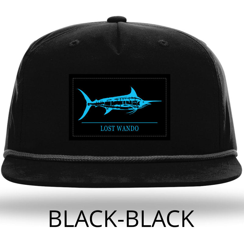 Marlin Woven Color Patch -Black with Black Rope 256 Umpqua Flat Bill Richardson Hat Lost Wando Outfitters - Lost Wando Outfitters