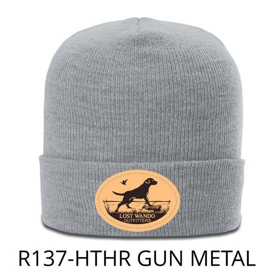 Marsh Lab Leather Patch Beanie- Heather Gun Metal Richardson 137 Acrylic Knit Beanie Lost Wando Outfitters