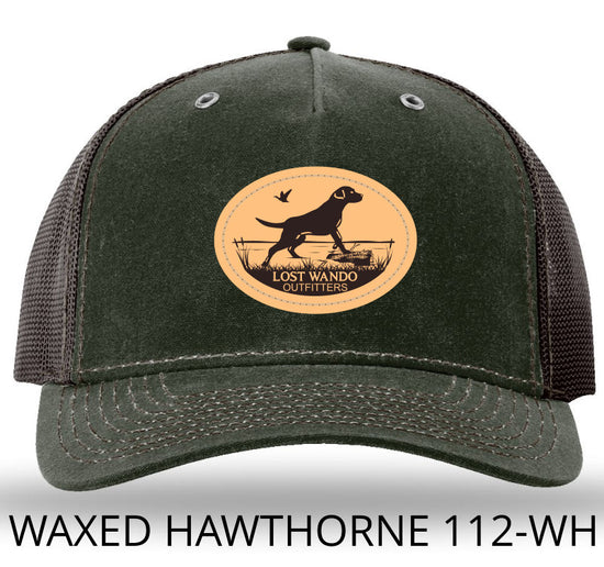 Marsh Lab Leather Patch Dark Olive/Coffee Richardson 112WH Waxed Hawthorne Rugged Snapback Trucker Hat Lost Wando Outfitters