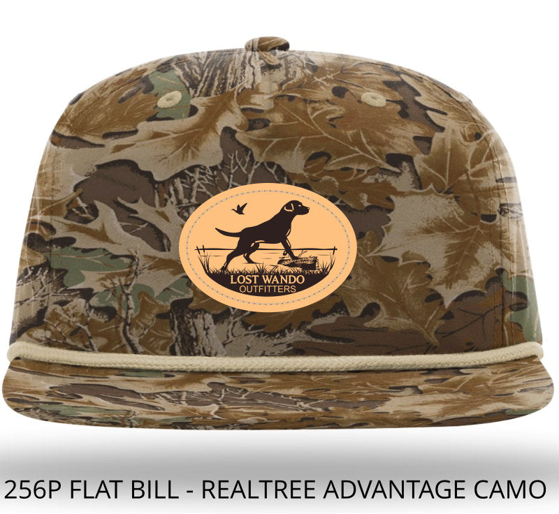 Marsh Lab Leather Patch -Real Tree Advantage Camo with Khaki Braided Rope 256 Umpqua Flat Bill Richardson Hat Lost Wando Outfitters