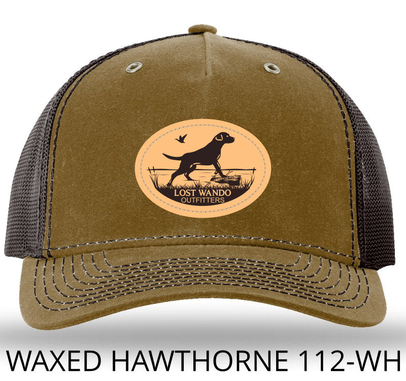 Marsh Lab Leather Patch Whiskey/Brown Richardson 112WH Waxed Hawthorne Rugged Snapback Trucker Hat Lost Wando Outfitters